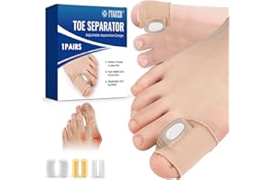 QULLMARTLE 2 Piezas Separadores de Dedos de los Pies Superpuestos,Hallux Valgus Toe Correctores,más tres pares de tapones,Correctores de Dedos del Pie,Enderezadores Ajustables,Unisex Tamaño Universal