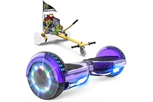GeekMe hoverboards go kart attachment, Hoverboards with Hoverkart 6.5 inch with Bluetooth Speaker, LED Lights, Gift for Kid, Teenager and Adult