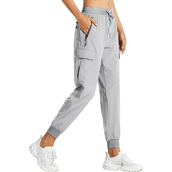 GRECERELLE Casual Wandelcargobroek Dames Zomerwandelbroek voor Dames UK met Elastische Taille, Omslagen aan de Enkels en 6 Zakken Ideaal voor Outdoor Streetwear, Kaki, L