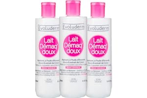 EVOLUDERM - Lait Démaq' Doux Apaisant - 250 ml - Ingrédients d'Origine Naturelle - Végan - Fabrication Française - Lot de 3 x 250 ml