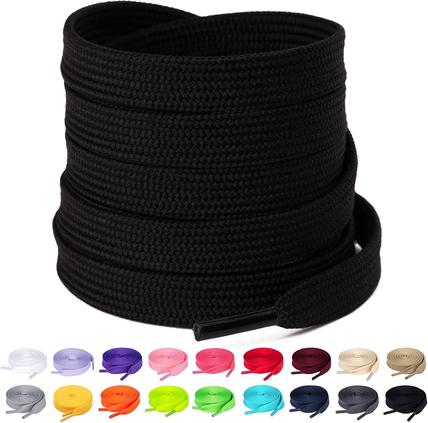 Olukssck - 2 Pares de Cordones Planos, Cordones duraderos de Repuesto de 10 mm de Calidad para Zapatos de Deporte, Zapatos de Ciudad