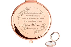 QWZify Cadeau Femme 40 Ans Femme, Miroir de Poche Cadeau Anniversaire Femme Shell Compact Mirror Pratique Couleur Or Rose Original Miroir Compact Double Réflexion Mirror de Maquillage, Déesse