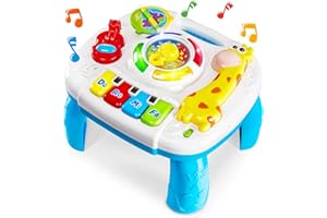 HERSITY Baby Toys Musical Learning Table, Activity Table for Babies 18+ Months, Learning Center Gifts for Toddler Boys Girls 1 2 Year Plus