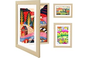 BEAUTLOHAS. 1 Stück Kinder-Kunstrahmen mit Frontöffnung, Klapprahmen aus Holz,Klapprahmen zur Kunstfotorahmen, Bilderrahmen mit Öffnung vorne zum Aufbewahren und Präsentieren von , ideal für Kinderzeichnungen
