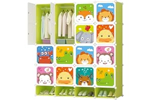 XOKOTAKI Armadio Modulare per Bambini, Scaffalatura Modulare, Armadio per Bambini, Organizer Modulare, Scaffale per la Casa, 20 Moduli, 157x140 cm