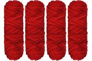 YCFAN Crochet Yarn Chunky Yarn Chunky Wool for Knitting 100g Balls x 4 Pcs Chenille Yarn for Crochet Kits for Beginners Adults for Handmade,Sweaters,Hats and Sweaterts (Red, 4pcs-400g)