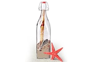 Smyla Personalisierte Flaschenpost mit Füllung | Muschel | Glasflasche mit Sand, Muscheln und Papier | DIY Deko-Botschaft Karte als Geschenk zur Hochzeit, Flitterwochen Jahrestag