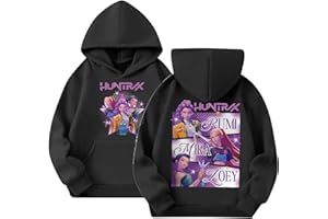 Générique Sweats à Capuche Kpop Demons Hunters Merch pour Fille Imprimés Huntrix Huntr/X Rumi Mira Zoey Pull à Manches Longues K Pop Hauts Décontractés Hoodie