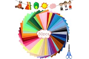 XIEJ Pack of 50 Felt Fabric Craft Felt, 40 Colours Felt for Crafts, 20 x 30 cm Felt Panels, Polyester Felt Fabric Crafts for DIY Crafts Sewing Manual Decoration