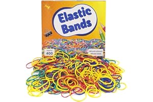 EVELAY Elastic Bands - Pack of 400 - Thick Assorted Sizes - Mixed Colours - Perfect for Home Office School Arts & Crafts