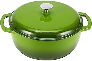 Amazon Basics Rotondo Casseruola forno olandese in ghisa smaltata, 6.9 L, Verde