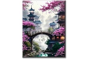 Yiminu.DS Diamond Painting Erwachsene, Diamant Painting Bilder Blumen 30x40cm 5D Diamond-Painting Diamant Painting Bastelset BastelnWanddeko, Landschaftsblume Retro