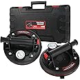 2 Pack 660lbs 8'' Vacuum Suction Cup with Pressure Gauge, Glass Suction Lifter for Granite, Tile, Glass Lifting, Heavy Duty Tile Suction Cup with Handle Lifter,Vacuum Glass Cup, Black