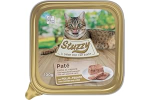 Stuzzy Mister, mokra karma dla dorosłych kotów, smak kurczaka i wątroby, pasztet linowy i mięso w kawałkach - łącznie 3,2 kg (32 szklanki x 100 gr)