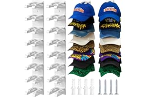 Jcocylse 16 Stück Cap Halter - Praktische Cap Halterung Bietet Platz für 20- Stabile Hutablage für Mützen, Schal & Baseballkappe - Kappenhalter für Flur, Garderobe & Eingangsbereich Typ A (Weiß)