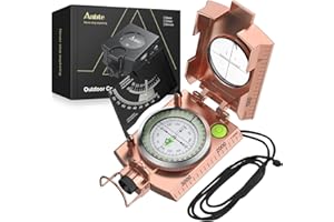 Anbte Bussola Militare,Navigazione Professionale Impermeabilee Luminosa con Clinometro e Livella a Bolla-Portatile Bussola in Metallo per Campeggio/Geologia/Escursionismo con Custodia