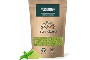 SAMSKARA Stevia en Polvo Natural Pura Orgánica (Asteraceae) | Hojas de Estevia Molidas 100% Naturales | BIO Ecológico sabor como regaliz | Endulzante cruda | 100 g x 1 - Envasado 2025 Frescura Garantizada