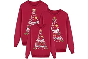 POIUIYQA Sudaderas Navideñas Familiares Suéter Familia Invierno Jersey Navideño Familiar Manga Larga Pullover Mujer Hombre Niño Niña Chica Chico Christmas Jumper Blusas Cuello Redondo Tops Talla Grande