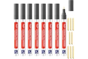 GOTRUST Fugenstift Grau, 8 Stück Fugenschwarz Stift für Fliesen im Badezimmer, Fugen Reparatur Stift mit Ersatzspitze, Reparaturstift für Fliesen Wand Bodenfliesenfuge Boden Küchen und Badezimmern