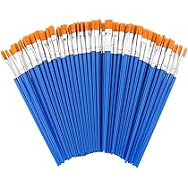 Lot De 10 Petits Pinceaux D'artiste Larges Et Plats En Poils De Nylon