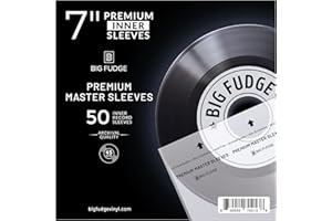 BIG FUDGE Premium Master Fundas Interiores Discos de Vinilo - 18cm x 50 uds. - Fundas de Papel de Arroz Antiestático para Archivar - Funda Vinilos Transparente de 3 Capas para LP