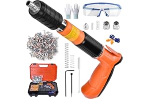 DKEVEU Pistola de Clavos Manual Clavadora Hormigon Pistola tiradores ranura con 220 Clavos deAcero Redondos Ajustable 5Velocidades Pistola Clavos Nail Gun con Silenciador clavadora pistola Pared Herramientas