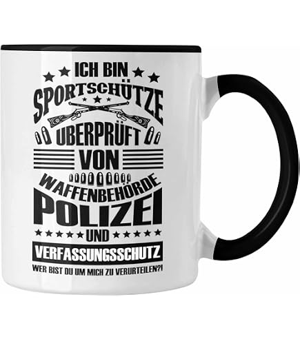 Sportschützen Tasse Mit Lustigem Spruch – Spülmaschinenfest, 330 Ml, Beidseitig Bedruckt, Aus Keramik