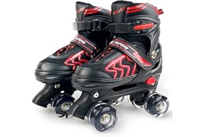 PIPIZHU Patins à roulettes pour Enfants Garçon avec Roues Lumineux Rollers Enfants Quad pour Filles Garçon Femmes Débutants Cadeau de Noël d'anniversaire