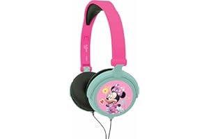 Lexibook Disney Junior Minnie Mouse Stereo Headphone, kids safe, foldable and adjustable, pink/blue, HP010MN.