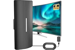 GBOKYN Antena de TV interior exterior potente TNT HD, 480KM Antena de TV interior con amplificador de señal de alta ganancia, recepción de largo alcance a 360°, compatible con TV portátil 4K 1080p