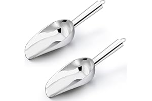 Ice Scoop Set of 2, Joyfair 5oz Stainless Steel Small Food Scoops for Kitchen Bar Buffet Party, Metal Flour Candy Pet Scooper for Multi-Purpose Use, Sturdy & Durable, Mirror Finished & Dishwasher Safe
