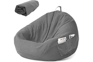 LEKEFETO - Poltrona a sacco per bambini, rivestimento per pouf, senza imbottitura, per interni e donne, relax, camera da letto, 80 x 90 cm, Grigio