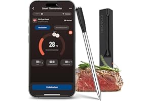COSORI Erstes Smartes Fleischthermometer, Kabelloses Grillthermometer Bluetooth, perfekt für Heißluftfritteuse, Bratenthermometer für Küche und Grill, Spülmaschinenfest, Schwarz