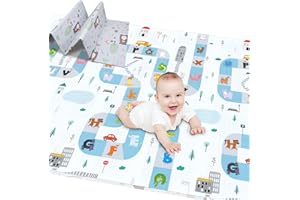 CANMALCHI Reversible Folding Large Baby Play Mat, Foam Soft Kids Crawling Mat for Floor, Baby Activity Play Mat, Waterproof, Non-Slip, Double-Sided Play Mat for Children, Toddlers(200x180cm)
