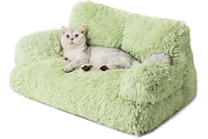 MEWOOFUN Stylish Cat Sofa - Large Plush Washable Couch for Indoor Cats & Small Dogs, Soft Calming Beds with Anti-Slip Bottom, Green