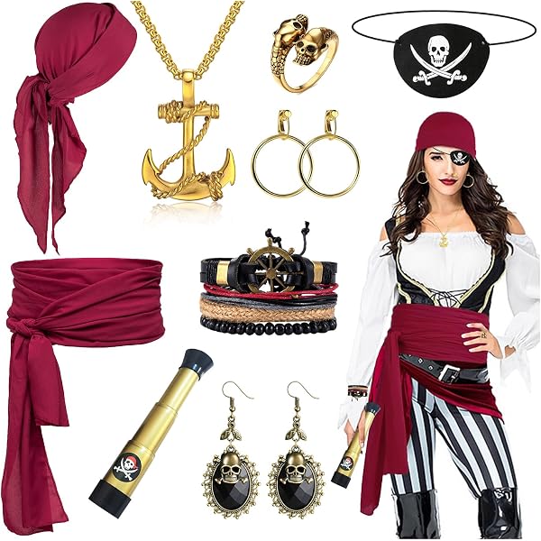 CUBACO Piraten-Kostüm-Set – Mit Hut, Augenklappe & Papagei Für Halloween & Partys