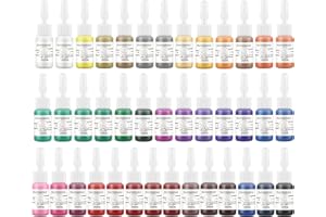 Tatooine Tattoo Farbe Set Profi 40 Farben 5ml pro Flasche, Schwarz Rot Weiß Tattoos Tinte Körperfarben Permanent Make Up Microblading Pigment Tattoo Zubehör Tätowierfarbe