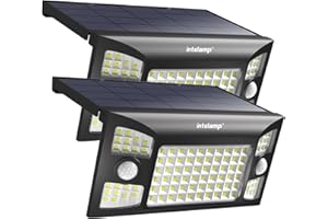 ‎INTELAMP INTELAMP Solarlampen für Außen mit Bewegungsmelder, 2 Stück 1300LM Superhelle Solarlampe Außen Zwei Bewegungsmelder,180°3 Modi Solar Wandleuchte IP65 Wasserdichte für Garten Garage Wand Pathway