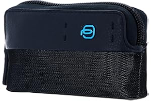 PIQUADRO P16 Portachiavi pelle e tessuto a due zip e due anelle ad uno scomparto