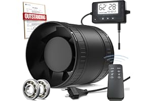 BUMSOU 100mm Rohrventilator mit Fernbedienung, Leise Rohrlüfter mit Feuchtigkeitssensor Temperatursensor Timer, 5-in-1 Abluftventilator mit Überhitzungsschutz, Rauchabzug Ventilator für Bad WC Garage