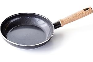 GreenChef Vintage Poêle à Frire en Céramique Antiadhésive de 20 cm, Poignée à Apparence en Bois, Sans PFAS, Compatibles avec l'Induction, Va au Four, Va au Lave-Vaisselle, Gris