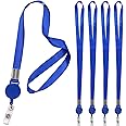 Fushing 5 Pcs Retractable Reels Key Chains Lanyards Neck Strap Band for ID Badge Holder for Business School Event
