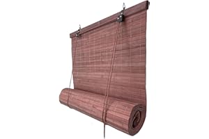 THESECRETHOME.ES Persiana Estor de Bambú Natural Enrollable (MARRÓN Oscuro, Ancho 80 x Largo 160 cm)