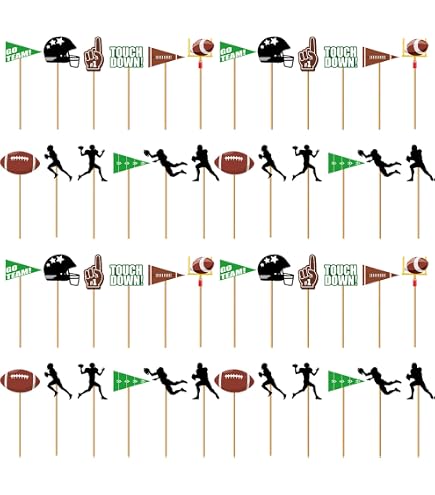 mondo Decors 6 Joueurs de Rugby avec 2 Poteaux (vert et blanc) pour Gateaux (occasion Anniversaire) - 6 cm de Hauteur