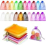 100 Pezzi colore sacchetti in organza, per Bomboniere Bustine Portaconfetti per Matrimonio Compleanno Comunione Regalo Carame