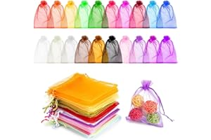 DEEDPF Pack of 100 Organza Bags for Favors Favors Bags for Wedding Birthday Communion Gift Candy Jewelry, Wedding Favors with Lanyard, R Weddings, Birthdays (7 x 9 cm),Purple