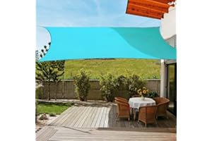 OldPAPA Sun Shade Sail Rectangle Water-resistant Sun Shade 95% UV Block Sunscreen Awning Garden Beach Patio Canopy Blue 3x4m