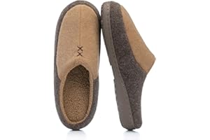 GOEWY Męskie kapcie z pianką pamięciową, dwukolorowe spodnie do użytku wewnątrz i na zewnątrz, ciepłe, zimowe czapki jako prezent dla mężczyzn, taty i dziadka