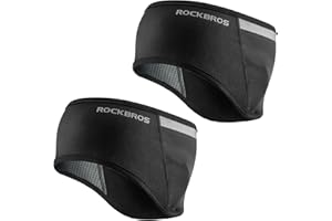 ROCKBROS Headband Cycling Cap Protector Warm Fleece Ear Warmer Sweatband Reflective Stretchy Cycle Headband Runners Protecter Earmuffs Running Cycling Fitness Warm Ski Ear Band Women Men