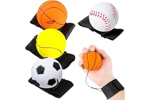 MALOUSUN 4 Stücke Springball mit Schnur Kinder,Tennisball mit Schnur,Ball an Schnur Kinder,Bounce Ball,Ballmit Gummiband,Moonball mit Band fürKinder,Erwachsene Spielen&Handgelenkübungen,Langlebiges Material